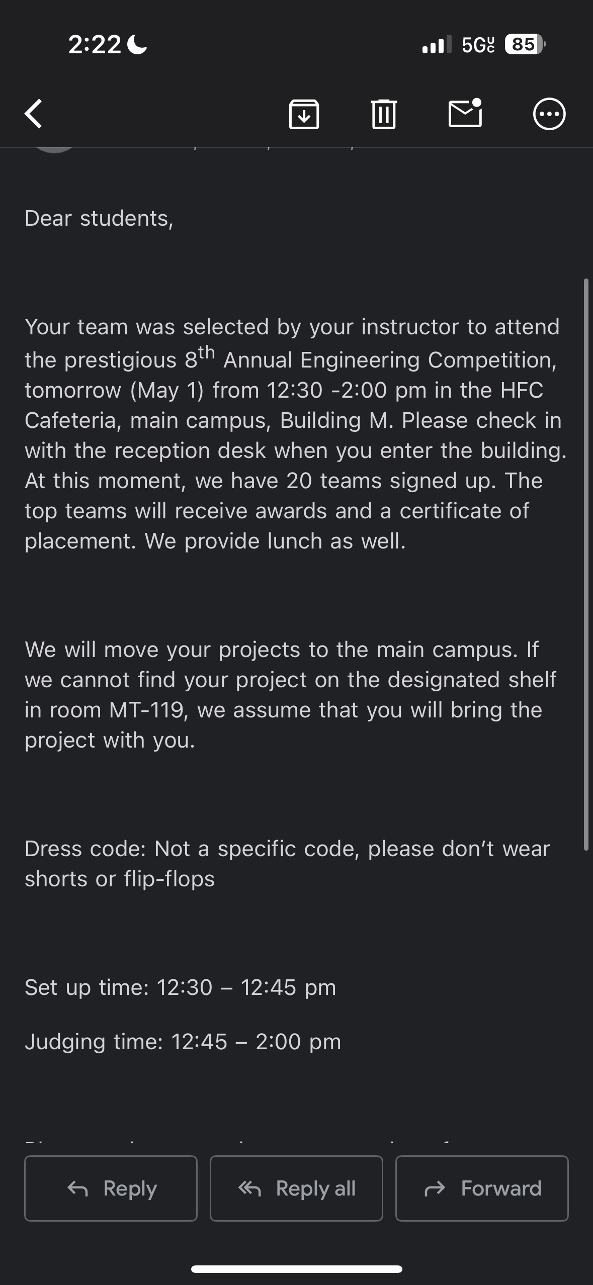 Competition Email Invite